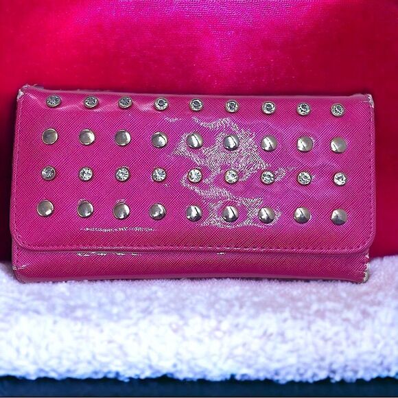 Hot Pink Bling & Silver Studded Wallet l VGUC - Picture 14 of 14